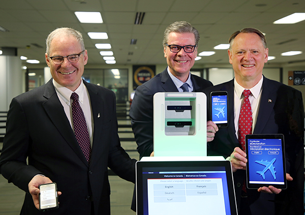 Primary Inspection Kiosk and eDeclaration app displayed on devices