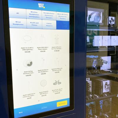 Closeup of dispenser's point of sale touchscreen