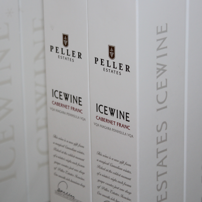 White boxes of Peller icewine