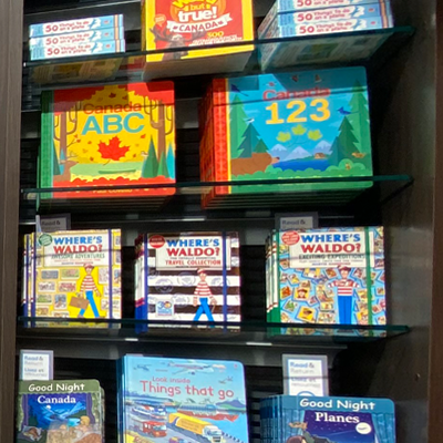 Children's books on display